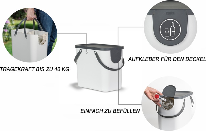Actual product image Rotho ALBULINO waste bin, 25 litre, white sp. (25 l)