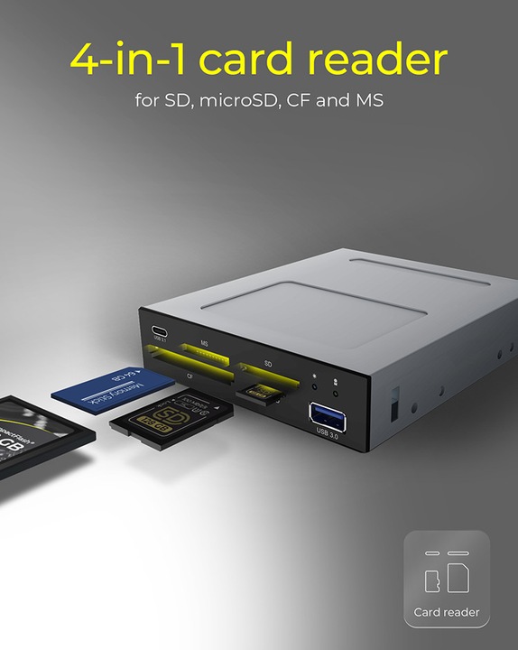 Produktbild Icy Box IcyBox MultiReader 4xCard 2xUSB 3.0 IB-865a (USB)