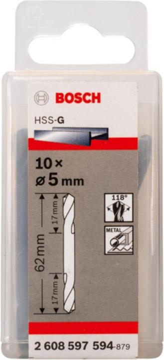 Produktbild Bosch Professional Zubehör PRO Metal HSS-G Spiralbohrer mit Doppelklinge, 5 x 17 x 62 mm (5 mm)