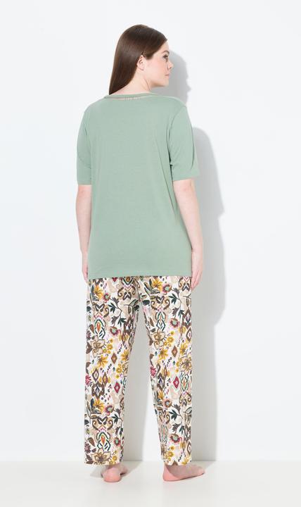 Produktbild Ulla Popken Pyjama, Blüten, V-Ausschnitt, Halbarm (50, 52)