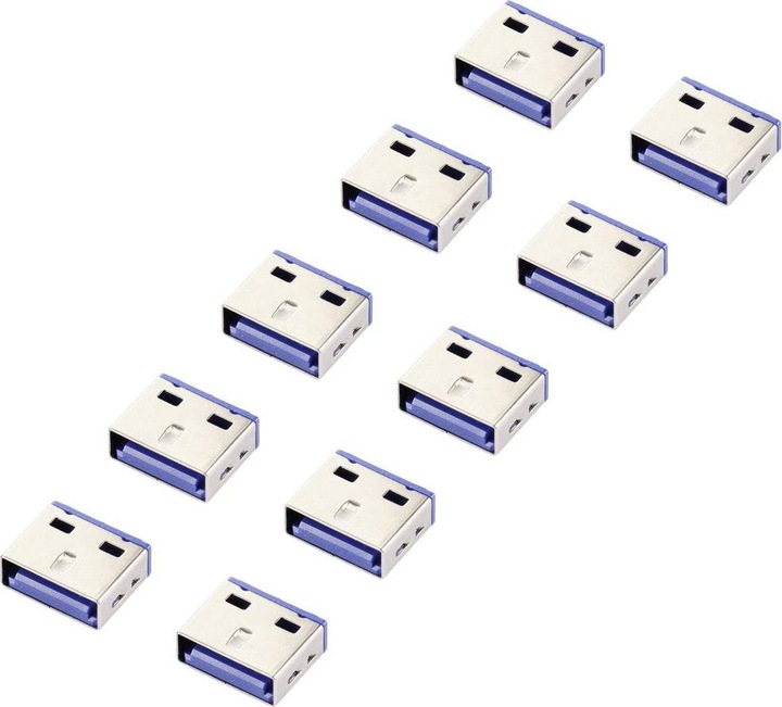 Actual product image Renkforce USB Port Lock RF-4695230 Set of 10 Silver-Blue RF-4695230