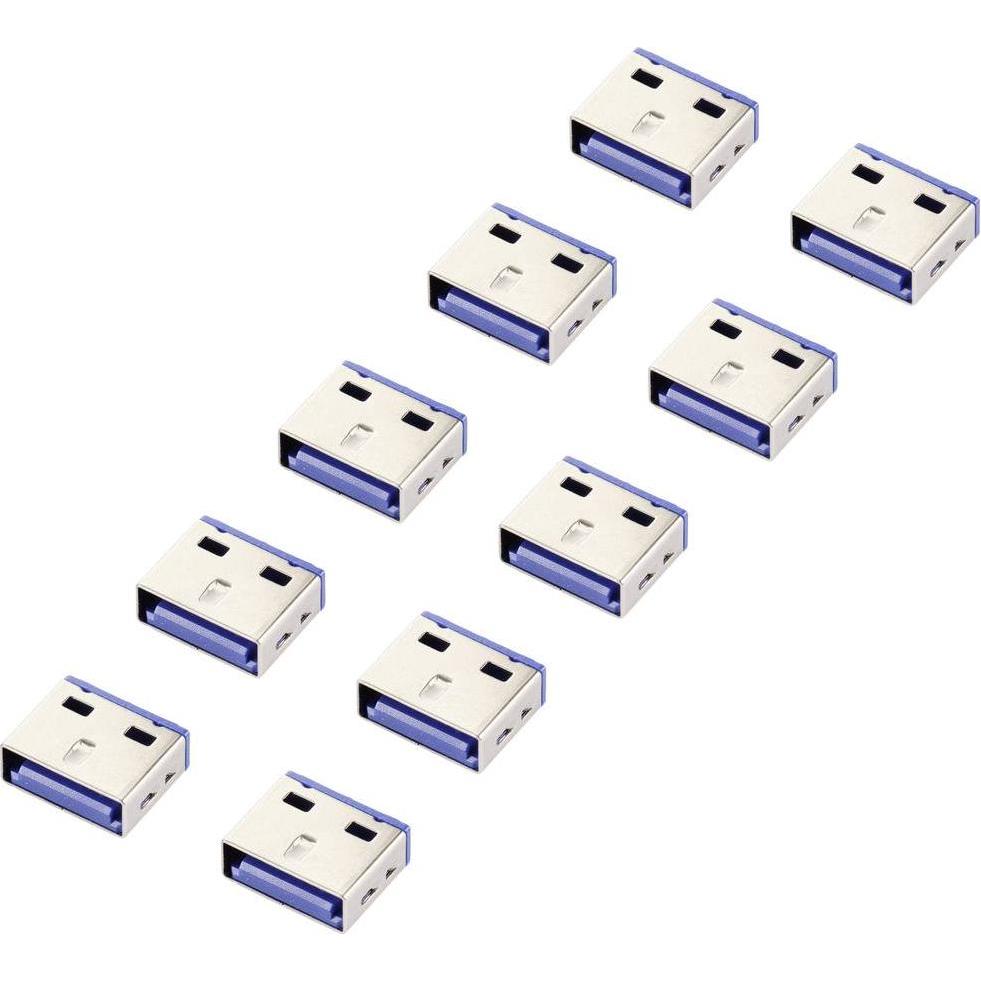 Thumbnail - Renkforce USB Port Schloss RF-4695230 10er Set Silber-Blau RF-4695230, Notebook Security, Silber