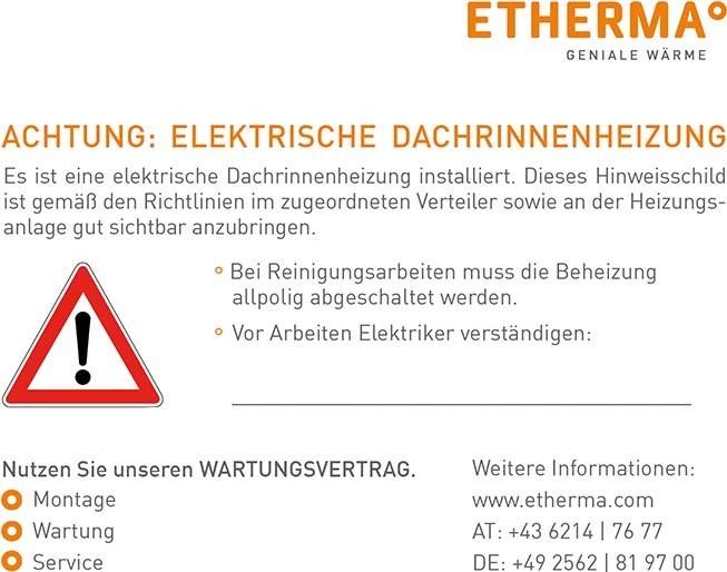 Actual product image Etherma Wall Sticker Attention Gutter Heater 25786