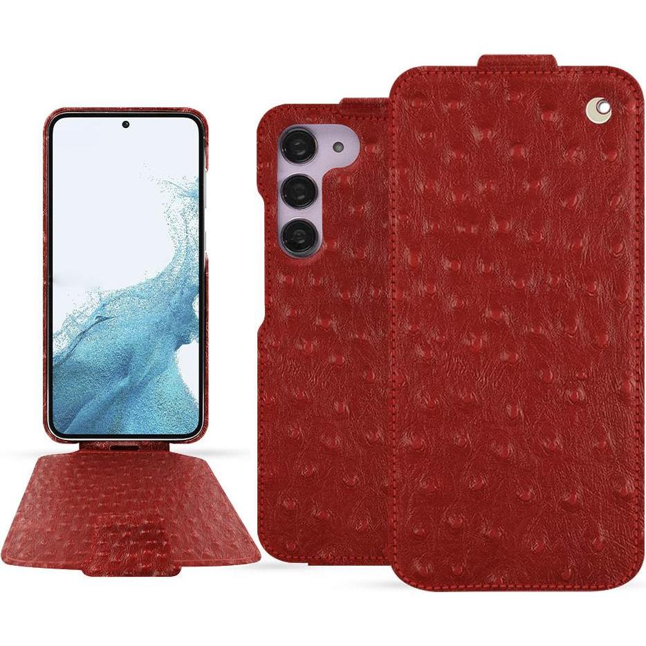 Noreve Lederschutzhülle vertikal (Samsung Galaxy S23), Smartphone Hülle, Rot