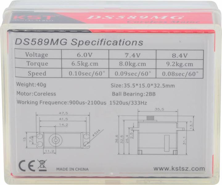 Produktbild KST Mini Servo DS589MG V8.0 9.2 kg, 0.08 s, Digital HV