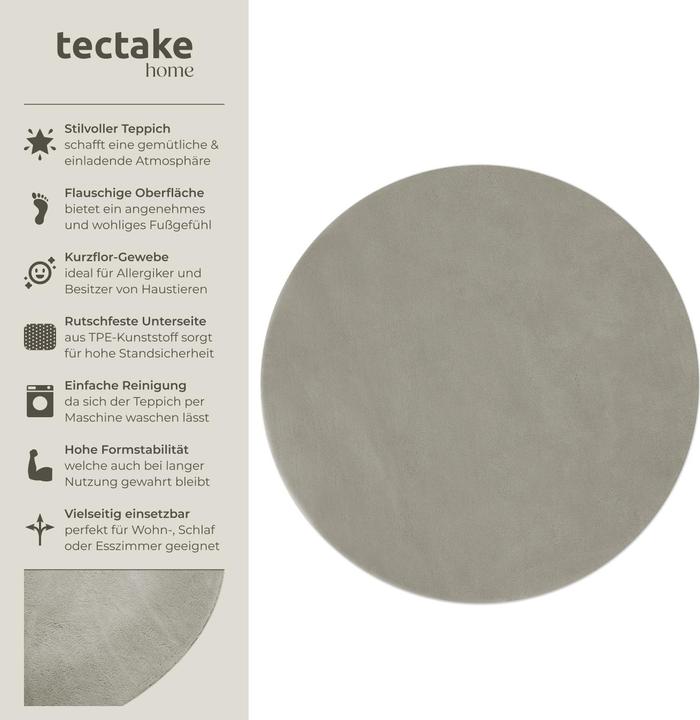 Actual product image tectake Short pile carpet Soft Zone (120 x 120 cm)