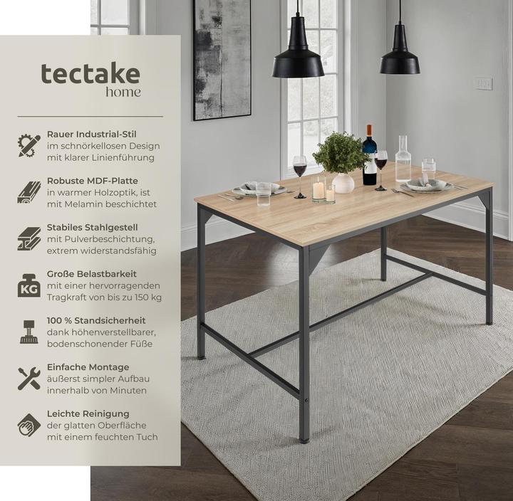 Image du produit tectake Table de salle à manger Belfast (120 x 120 x 75 cm)