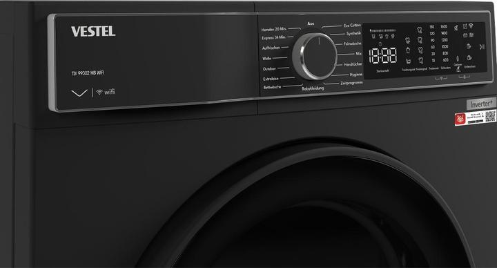 Produktbild Vestel Waschmaschine TDI99302MB WIFI 9kg/1400Umin bk A++ (Speditionsversand) (9 kg, Links)