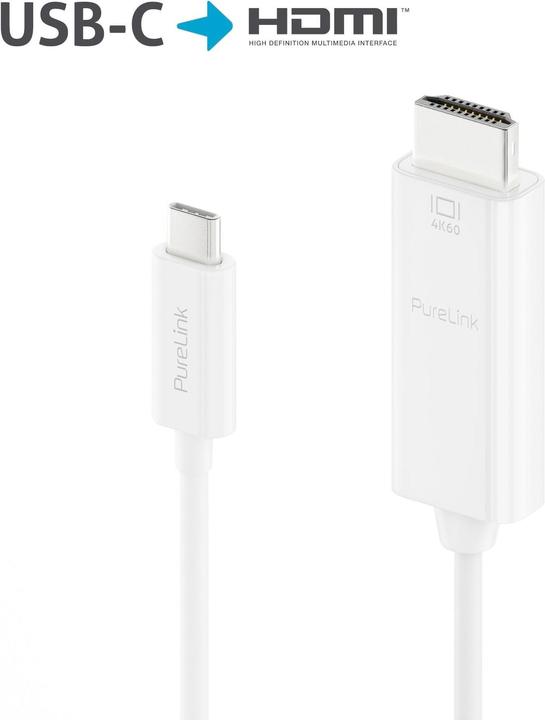 Produktbild Purelink Kabel IS2200-020 USB Type-C - HDMI, 2 m, Weiss (2 m, USB Typ C, 2.0)