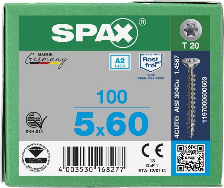 Actual product image Spax A2 Countersunk Multi-Head T-Star Plus T20 Fully Threaded (100 Screws per piece)