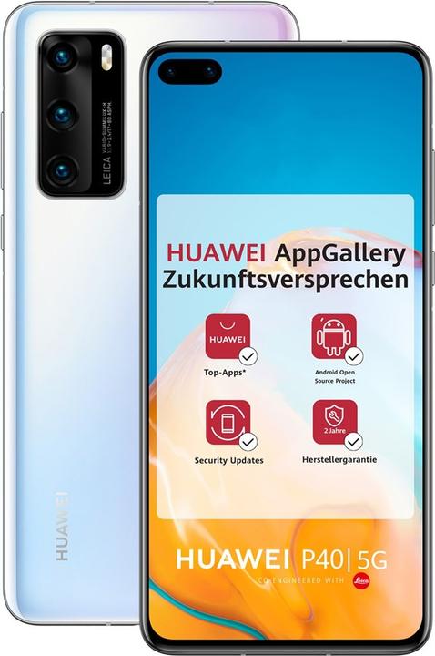 Produktbild Huawei P40 - Smartphone - Dual-SIM - 5G NR - 128 GB - NM-Karte - 6.1" - 2340 x 1080 Pix (128 GB, Ice White, 4G)