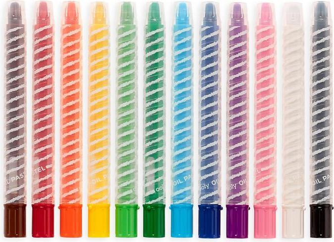 Produktbild Kolorowe Baloniki Pastell-Ölkreiden zum Drehen, 12 Farben (Schwarz, Blau, Braun, Grün, Gelb, Weiss, Rot, Lime, Purple, Navy, Rose, Orange, 12 x)