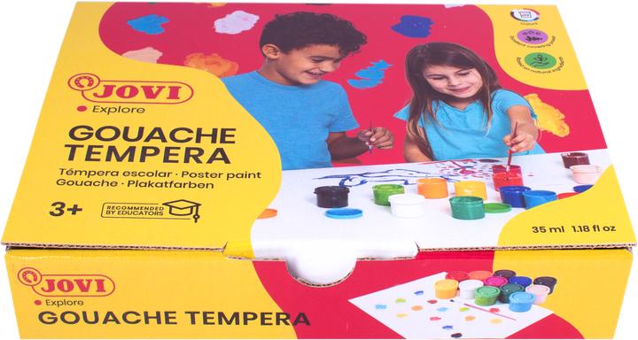 Produktbild Jovi Plakatfarbe / Tempera Set Schule VE=12 Farben a 35ml + Pinsel (420 ml)