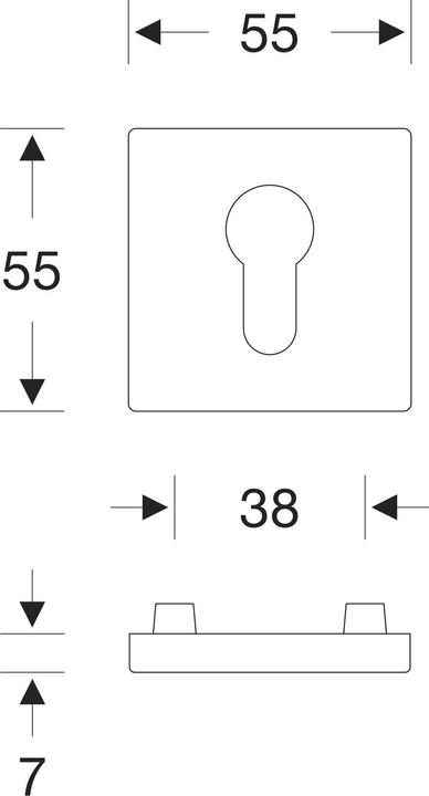 Actual product image FSB Lever handle set 12 1076 ASL on rosette angular PZ, black matt (Door set)