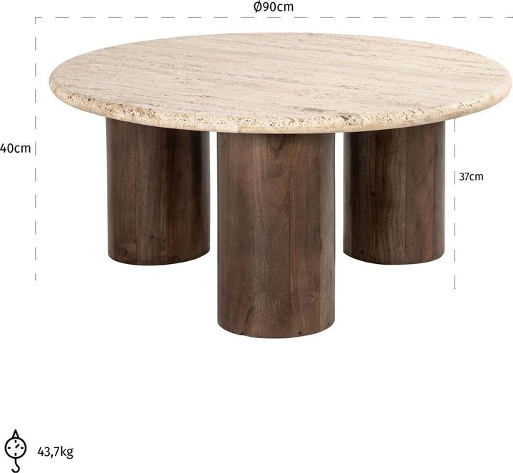 Immagine prodotto Richmond Interiors Tavolino Douglas rotondo 90 (90 x 40 x 40 cm)