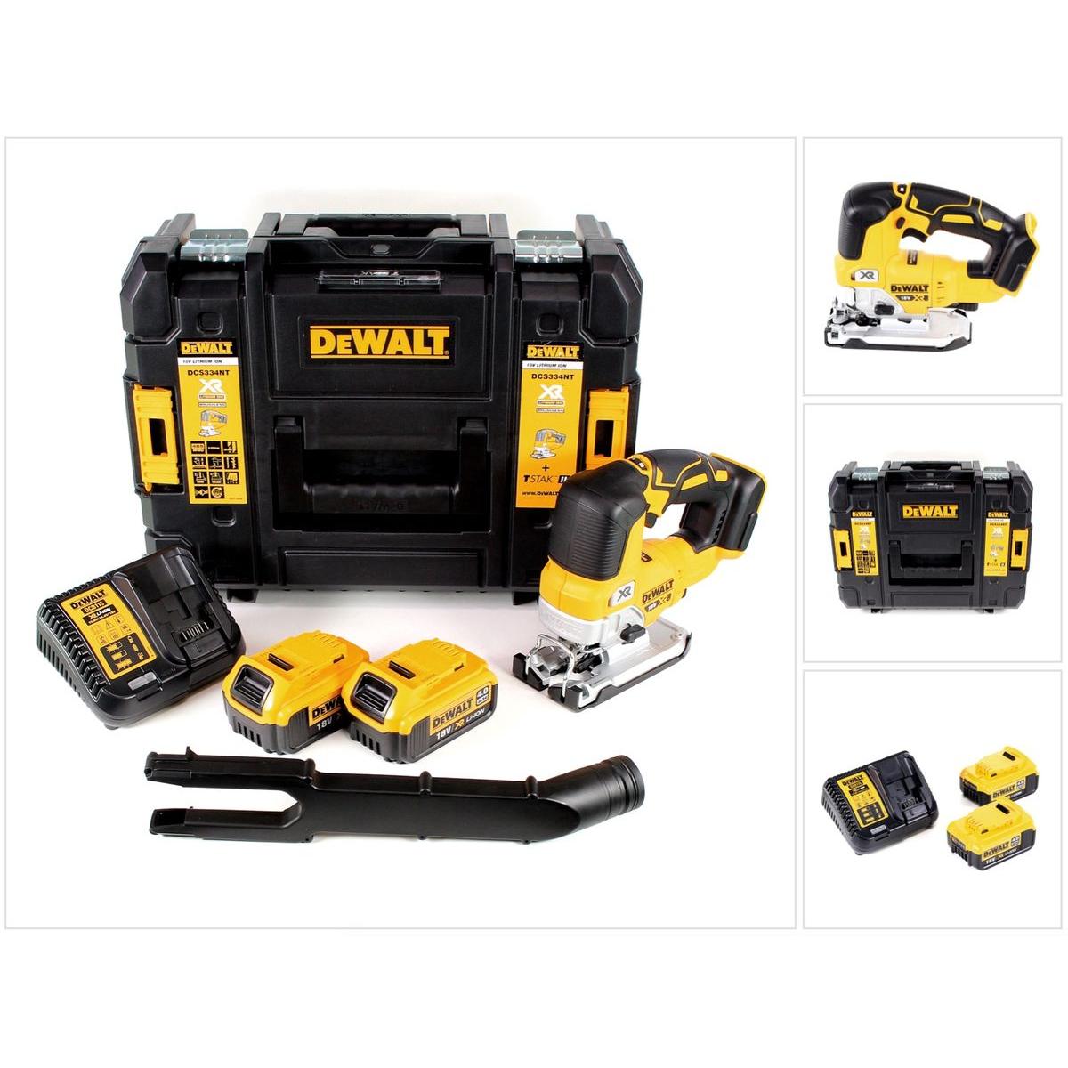 DeWalt, Stichsäge, DCS 334 M2 Akku Pendelhub Stichsäge 18V Brushless + 2x Akku 4,0Ah + Ladegerät + TSTAK