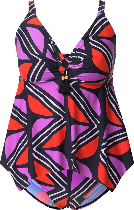 Actual product image Ulla Popken Geometric Print Pointed Hem Tankini Set (54 B)