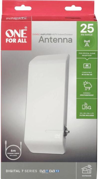 Actual product image One for All SV 9450-5G (Flat antenna, 44 dB, DVB-S / -S2, DAB/ DAB+, DVB-T / -T2)
