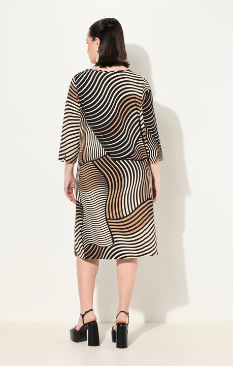 Produktbild Ulla Popken Punto-Kleid, grafischer Druck, U-Boot-Ausschnitt, 3/4-Arm (50, 52)