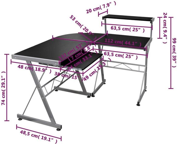 Actual product image vidaXL Computertisch (112 x 112 x 74 cm)