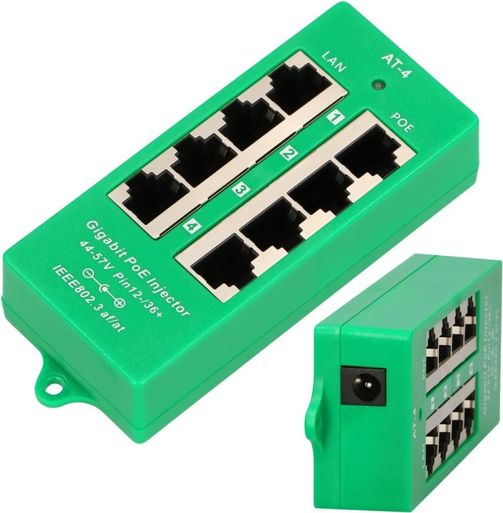 Extralink ACTIVE POE INJECTOR 4 PORT GIGABIT 802.3AT/AF MODE A - - 4-Port Gigabit Ethernet (802.3af (PoE), 802.3at (PoE+))