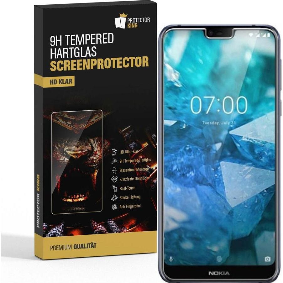 Protectorking 6x echtes Tempered 9H Panzerhartglas 3D KLAR (6 Stück, Nokia 7.1 Plus), Smartphone Schutzfolie