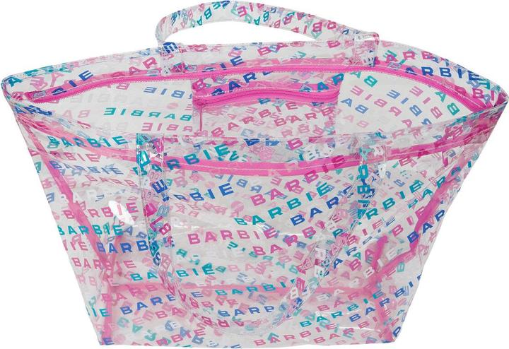 Actual product image Barbie Ladies handbag Logomania transparent light pink 54 x 35 x 17 cm