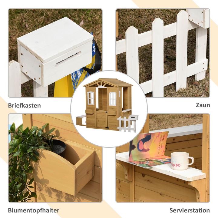 Produktbild Outsunny Kinderspielhaus Tannenholz Gelb