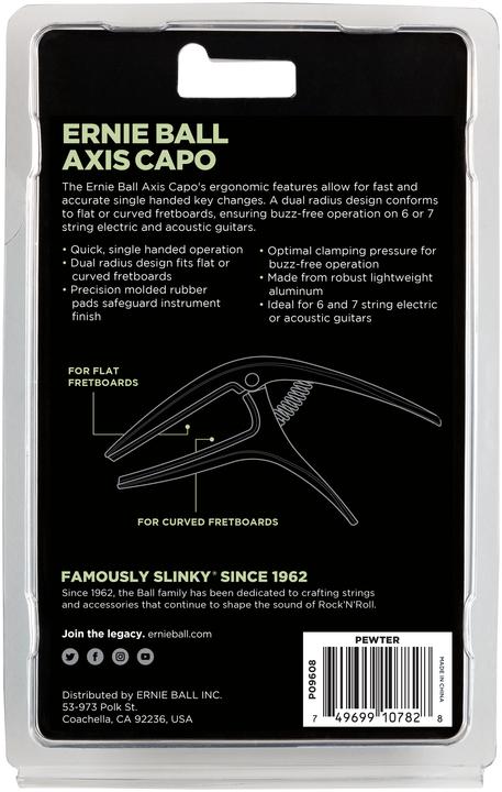 Actual product image Ernie Ball Capo, Axis Capo, Pewter
