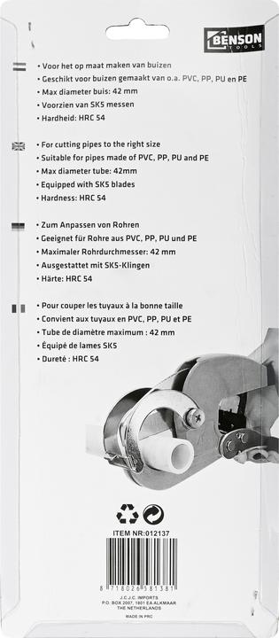 Actual product image ProPlus Pipe cutter pvc 6-42 mm