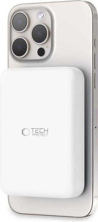 Actual product image Tech-Protect LifeMag PB11 Powerbank with MagSafe 10000mAh 15W USB-C port - white + USB-C cable (10000 mAh, 15 W)