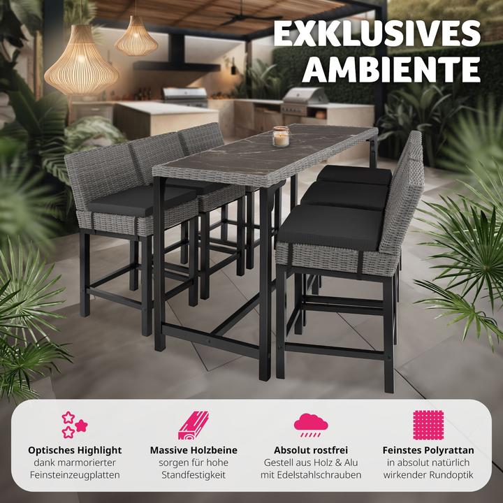 Produktbild tectake Rattan Bartisch Lovas 161x64,5x99,5cm (161 x 64.50 x 99.50 cm)