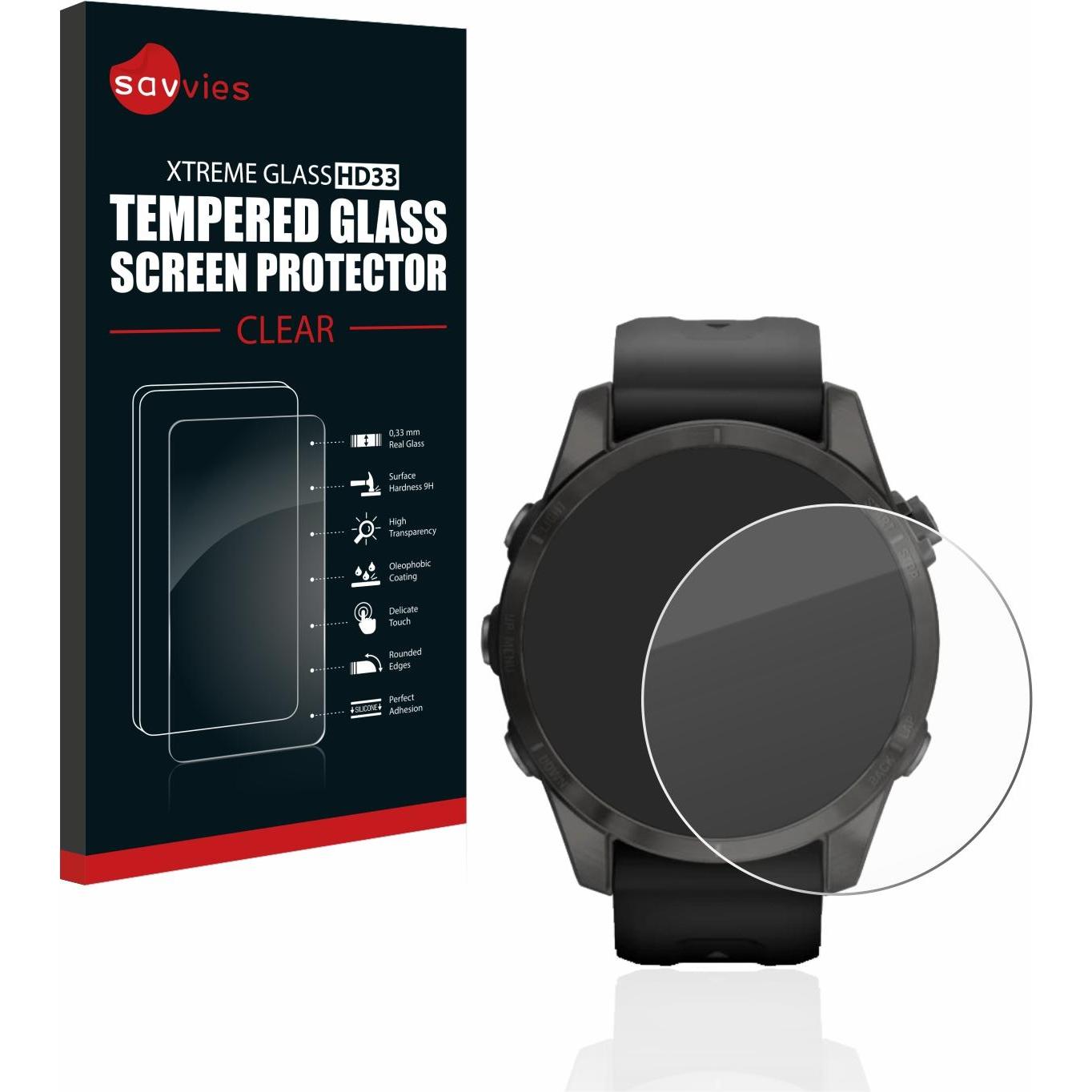 Savvies Panzerglas Schutzglas Displayschutz, Smartwatch Schutzfolie, Transparent