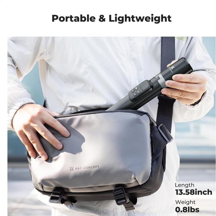 Actual product image K&F Concept X96 1.75M Phone Selfie Stick with 9 Buttons Bluetooth Remote Control, Phone Holder (Black)