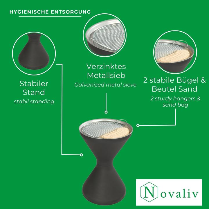 Actual product image Novaliv 3x Standaschenbecher für draussen 60cm hoch 40cm Ø inklusive 3x Beutel Sand Standaschenbecher