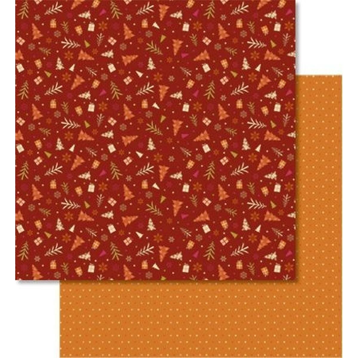 Ursus, Bastelpapier, Scrapbook Paper Winterzauber orange/rot 12x12 Zoll VE=25 Blatt (25 x)