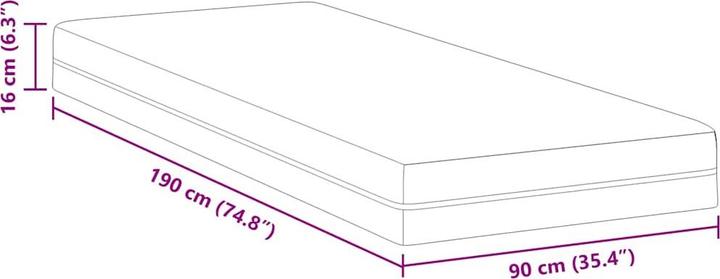 Produktbild vidaXL Memory Foam Matratze (Schaumstoffkern, 90 x 190 cm)