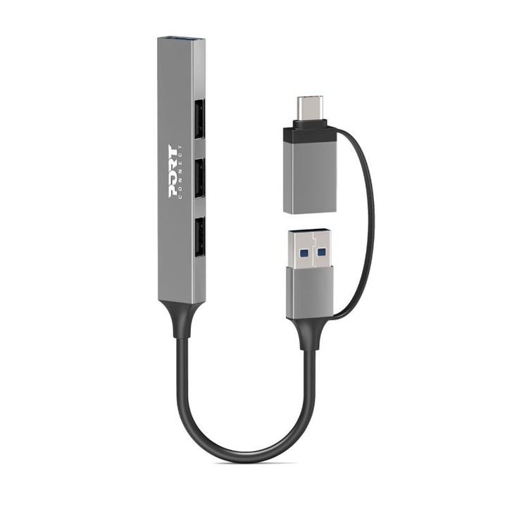 Productafbeelding Port Designs Hub USB 4 Ports Slim Combo For (USB-C, 4 ports)