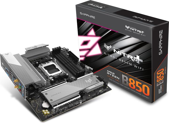 Produktbild Sapphire NITRO+ B850M WIFI 1xHDMI 1.4 1xDP 1.2 (AM5, AMD B850, mATX)
