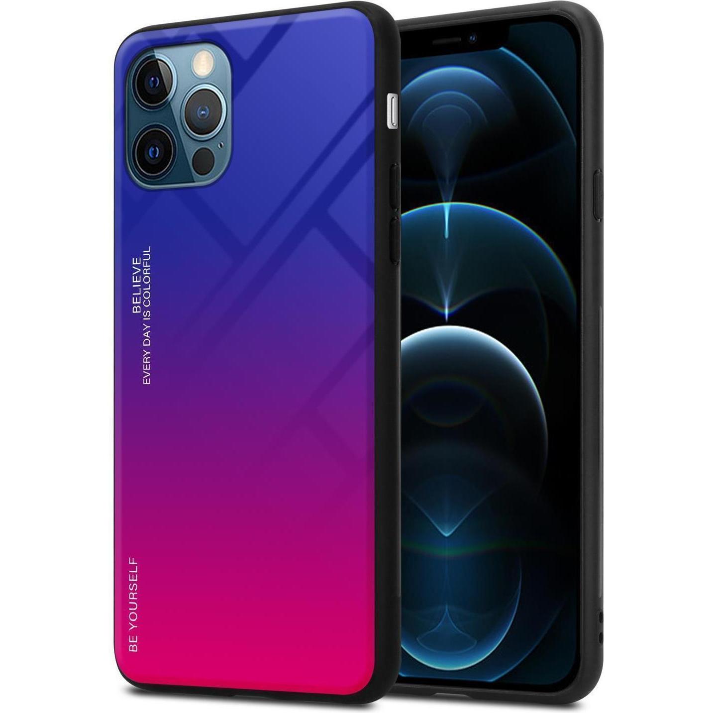 Cadorabo TPU 2 Farben Glas Hülle (Apple iPhone 13 Pro), Smartphone Hülle, Schwarz