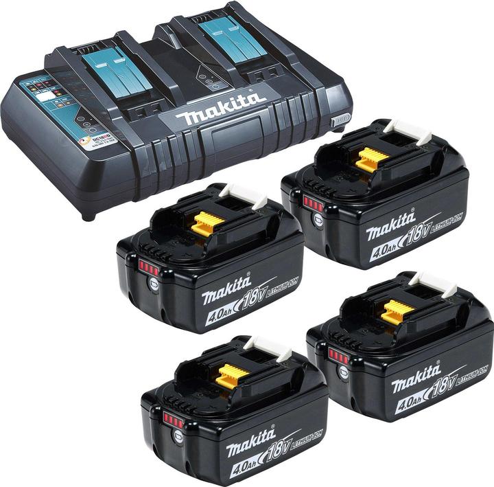 4x BL1840B battery 4.0 Ah 18V Li-Ion + DC18RD double quick charger