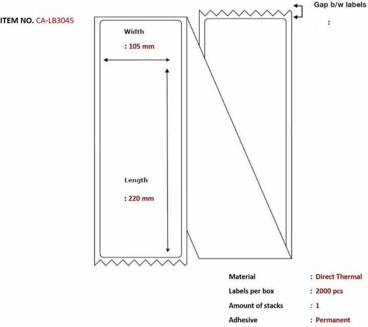 Actual product image Capture Label 105x220, Core Fanfold