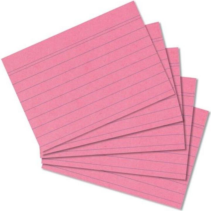 Herlitz Karteikarten, DIN A8, liniert, rosa (A8, 170 g/m², 100 x)