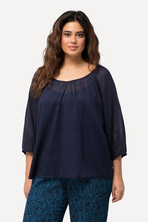 Produktbild Ulla Popken Bluse, floraler Druck, V-Ausschnitt, 3/4-Arm (46, 48)