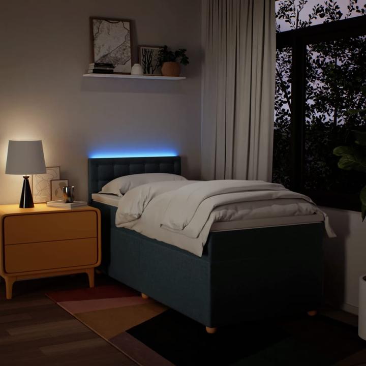 Produktbild VidaXL Boxspringbett Einzelbett Polsterbett Bett Matratze Blau 90x190cm Stoff (90 x 190 cm, 90 x 190 cm)