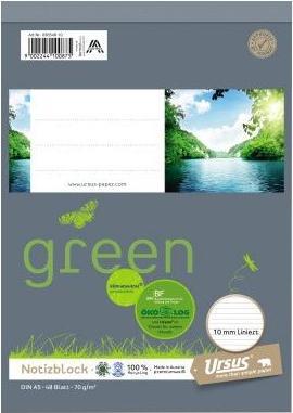 Actual product image Ursus Notepad Green Paper size: DIN A5 Ruling style: ruled (A5, Lined)