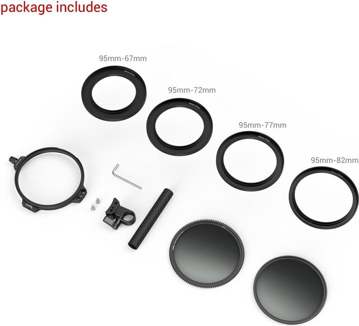 Image du produit SmallRig Filtre d'objectif CPL-VND Kit de filtre avec Rod Clamp - 95 mm (95 mm, Filtre gris neutre, Filtre polarisant)
