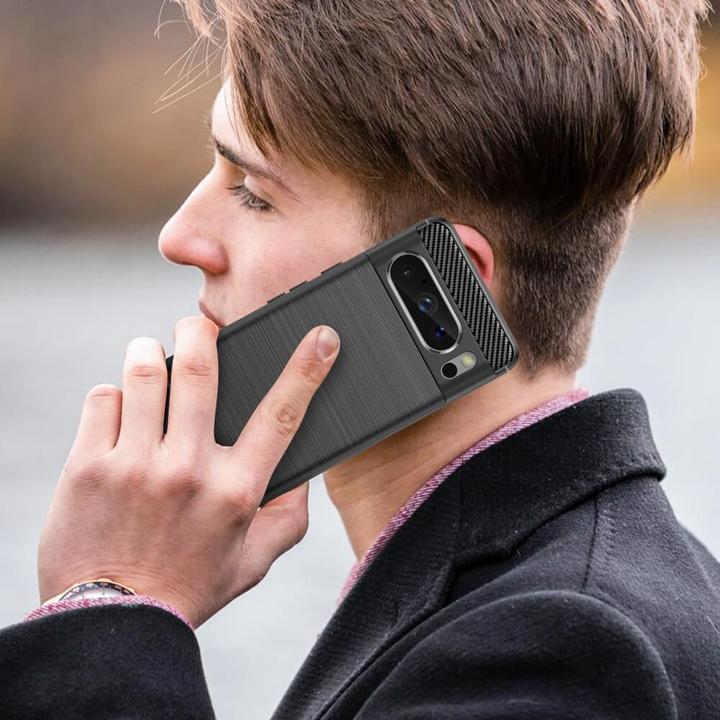 Produktbild Cover-Discount Google Pixel 8 Pro - Metall Carbon Look Hülle schwarz (Google Pixel 8 Pro)