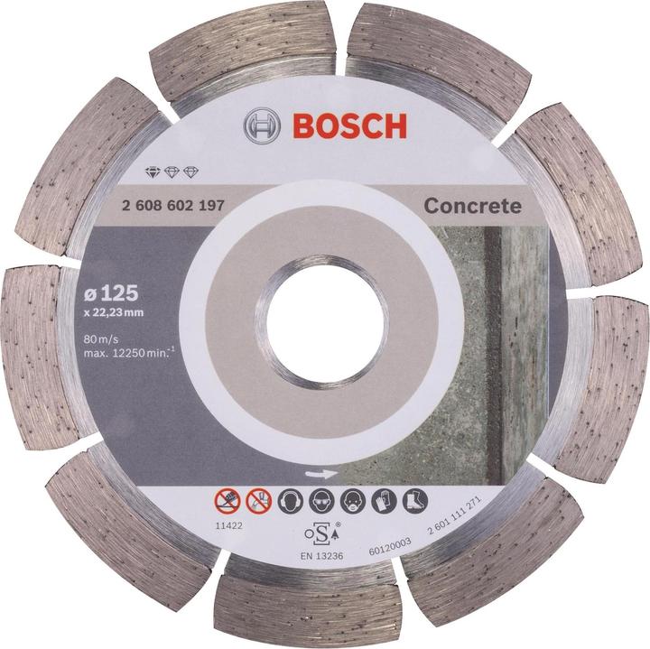 Bosch Professional Zubehör Diamanttrennscheibe Standard for Concrete, 125 x 22,23 x 1,6 x 10 mm, 1er-Pack