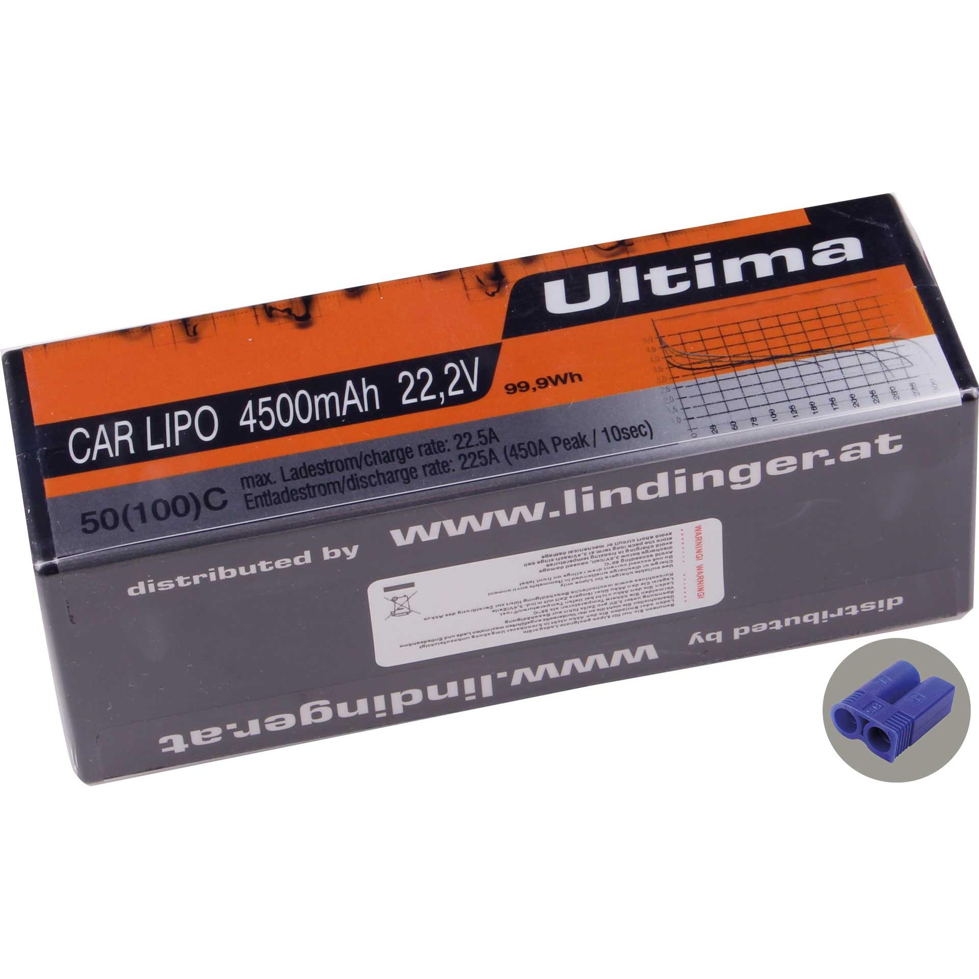 Wellpower lipo akku ultima car 4500 mah / 22,2 volt 6s 50/100c ch5 mit ec-5 stecker (22.20 V, 4500 mAh)